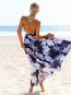 Beach Spaghetti Strap Floral Pattern Cotton Maxi Dresses (Style V100099)