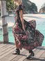 Beach Flowy Printed Pattern Polyester Maxi Dresses (Style V100102)