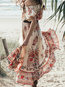 Beach Flowy Off The Shoulder Pattern Polyester Maxi Dresses (Style V100106)