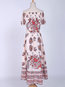 Beach Flowy Off The Shoulder Pattern Polyester Maxi Dresses (Style V100106)