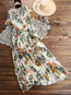 Casual A-line V-neck Floral Pattern Casual Dresses (Style V100110)