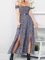 Sexy Pleated Printed Pattern Chiffon Maxi Dresses (Style V100113)
