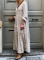 Bohemian V-neck Printed Pattern Polyester Maxi Dresses (Style V100119)