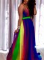 Sexy A-line Halter Pattern Polyester Maxi Dresses (Style V100142)