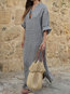 Bohemian Shift Striped Pattern Linen Maxi Dresses (Style V100143)