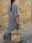 Bohemian Shift Striped Pattern Linen Maxi Dresses (Style V100143)