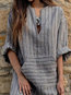 Bohemian Shift Striped Pattern Linen Maxi Dresses (Style V100143)