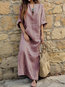 Bohemian Shift Striped Pattern Linen Maxi Dresses (Style V100143)