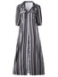 Bohemian Shirt Shawl Collar Striped Pattern Maxi Dresses (Style V100145)