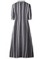 Bohemian Shirt Shawl Collar Striped Pattern Maxi Dresses (Style V100145)