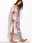 Beach Shift Printed Pattern Chiffon Boho Dresses (Style V100148)