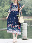 Cute Tunic Printed Pattern Polyester Midi Dresses (Style V100171)