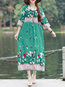 Cute Tunic Printed Pattern Polyester Midi Dresses (Style V100171)