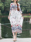 Cute Tunic Printed Pattern Polyester Midi Dresses (Style V100171)
