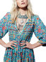 Bohemian Shift Deep V Neck Printed Polyester Boho Dresses (Style V100177)