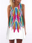 Straight Round Neck Feather Pattern Polyester Casual Dresses (Style V100192)