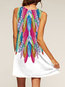 Straight Round Neck Feather Pattern Polyester Casual Dresses (Style V100192)