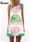 Beach Straight Round Neck Printed Polyester Casual Dresses (Style V100194)