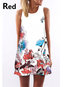 Beach Straight Round Neck Printed Polyester Casual Dresses (Style V100194)