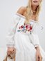 Beach A-line Off The Shoulder Ruffle Cotton Blends Casual Dresses (Style V100195)