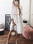 Shift Round Neck Solid Color Lace Cotton Blends Casual Dresses (Style V100202)