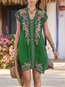 Bohemian Cocoon V-neck Pattern Polyester Boho Dresses (Style V100207)