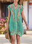 Bohemian Cocoon V-neck Pattern Polyester Boho Dresses (Style V100207)