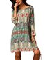 Bohemian Shift Boat Neck Printed Pattern Boho Dresses (Style V100217)