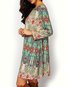 Bohemian Shift Boat Neck Printed Pattern Boho Dresses (Style V100217)