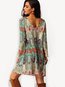 Bohemian Shift Boat Neck Printed Pattern Boho Dresses (Style V100217)