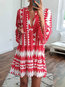 Beach Shift V-neck Pattern Chiffon Boho Dresses (Style V100228)