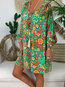 Bohemian Shift V-neck Floral Polyester Boho Dresses (Style V100237)