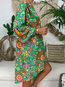 Bohemian Shift V-neck Floral Polyester Boho Dresses (Style V100237)