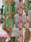 Beach Deep V Neck Floral Pattern Polyester Boho Dresses (Style V100241)