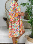 Beach Deep V Neck Floral Pattern Polyester Boho Dresses (Style V100241)
