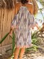 Beach Shift V-neck Printed Pattern Boho Dresses (Style V100248)