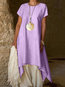 Fashion Shift Round Neck Two Tone Double Decker Linen Dresses (Style V100255)