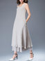 Fashion Round Neck Solid Color Double Decker Linen Maxi Dresses (Style V100257)
