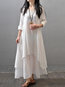 Fashion Shift V-neck Button Linen Maxi Dresses (Style V100258)