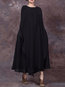 Shift Round Neck Solid Color Wavy Edge Polyester Maxi Dresses (Style V100261)