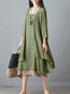 Fashion Shift Solid Color Two Piece Linen Casual Dresses (Style V100264)