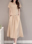 Fashion A-line Solid Color Ruffle Linen Casual Dresses (Style V100265)