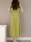 Fashion A-line Solid Color Ruffle Linen Casual Dresses (Style V100265)