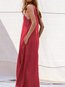 Beach Shift Deep V Neck Solid Color Polyester Casual Dresses (Style V100270)