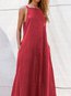 Beach Shift Deep V Neck Solid Color Polyester Casual Dresses (Style V100270)
