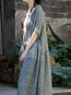 Oversized Flowy V-neck Solid Color Linen Maxi Dresses (Style V100287)