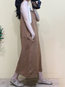 Casual Square Neck Solid Color Button Linen Casual Dresses (Style V100289)
