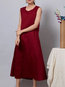 Modest Shift Round Neck Solid Color Linen Linen Dresses (Style V100301)