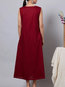 Modest Shift Round Neck Solid Color Linen Linen Dresses (Style V100301)