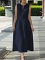 Casual A-line Solid Color Belt Linen Casual Dresses (Style V100308)